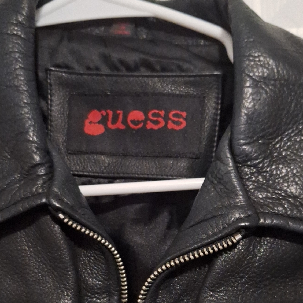 Guess Men's Black Leather Bomber Jacket - Picture 7 of 10